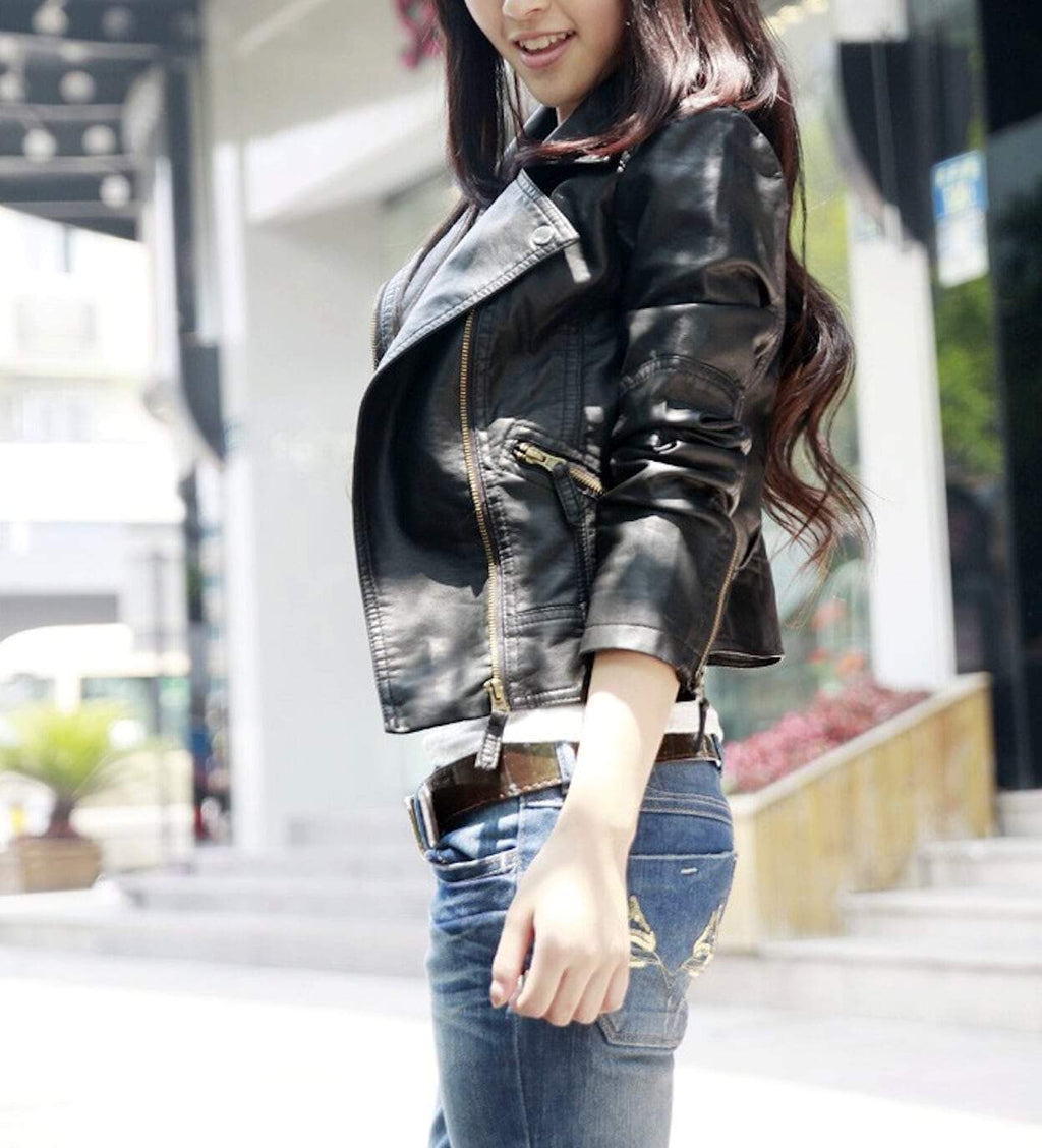 Veste courte en cuir vegan pour femme